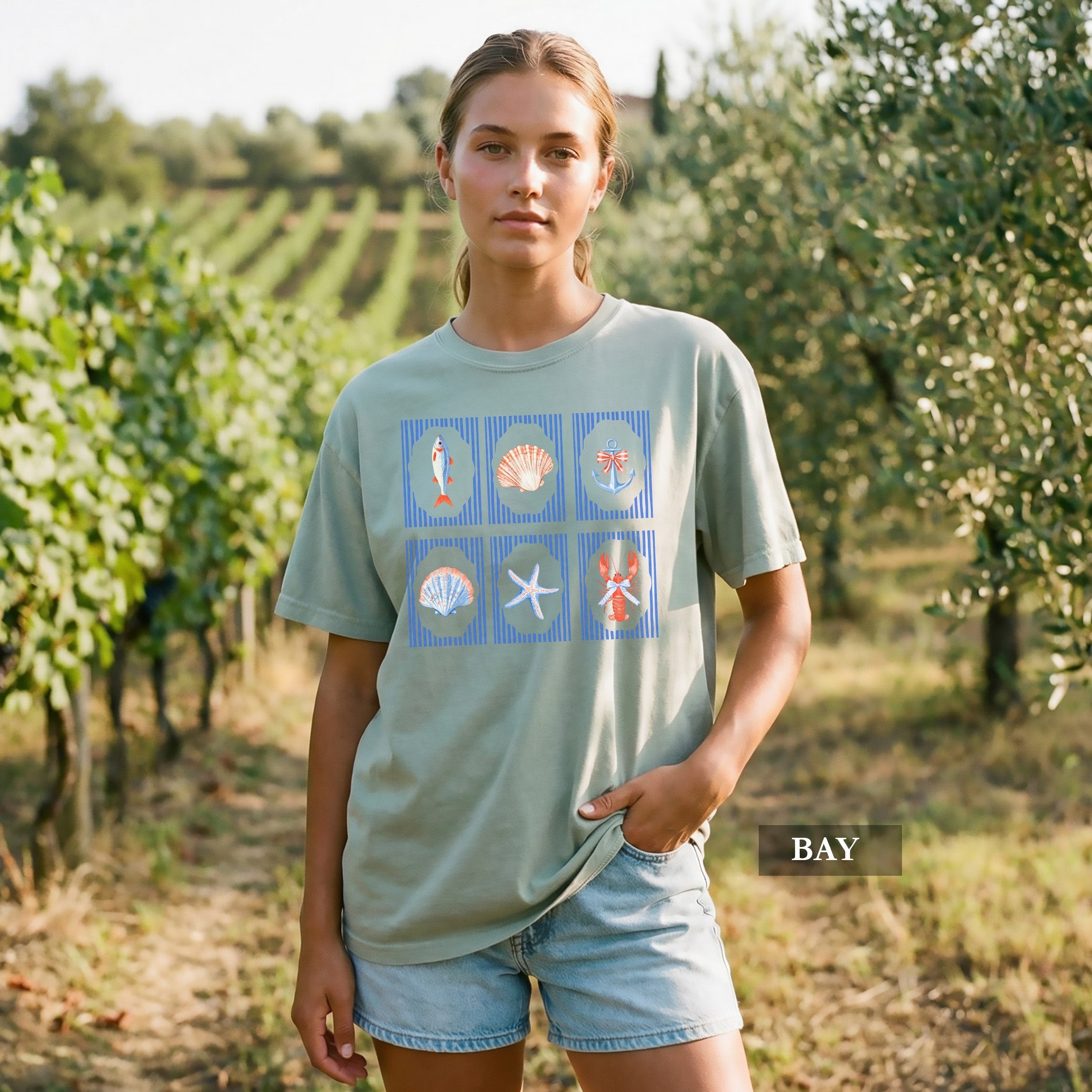 Preppy Coastal Nautical Beach Comfort Colors® Tee