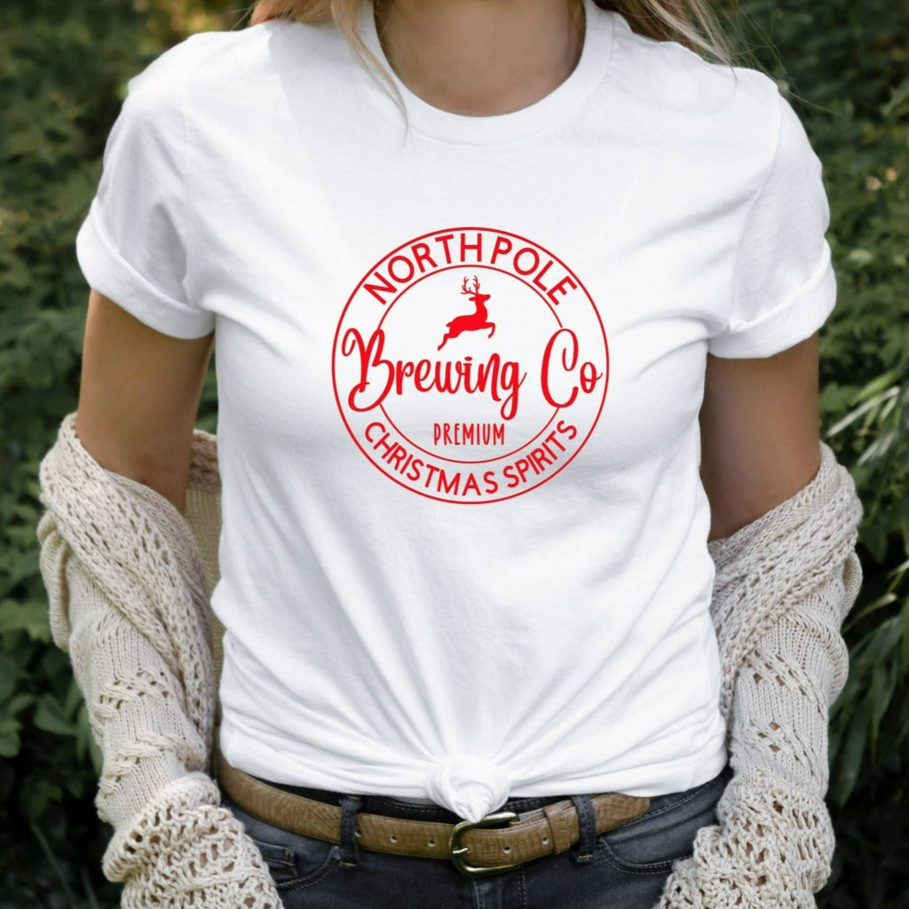 North Pole Brewing Company Shirt, Funny Christmas TShirt, Christmas Graphic Tee for Her